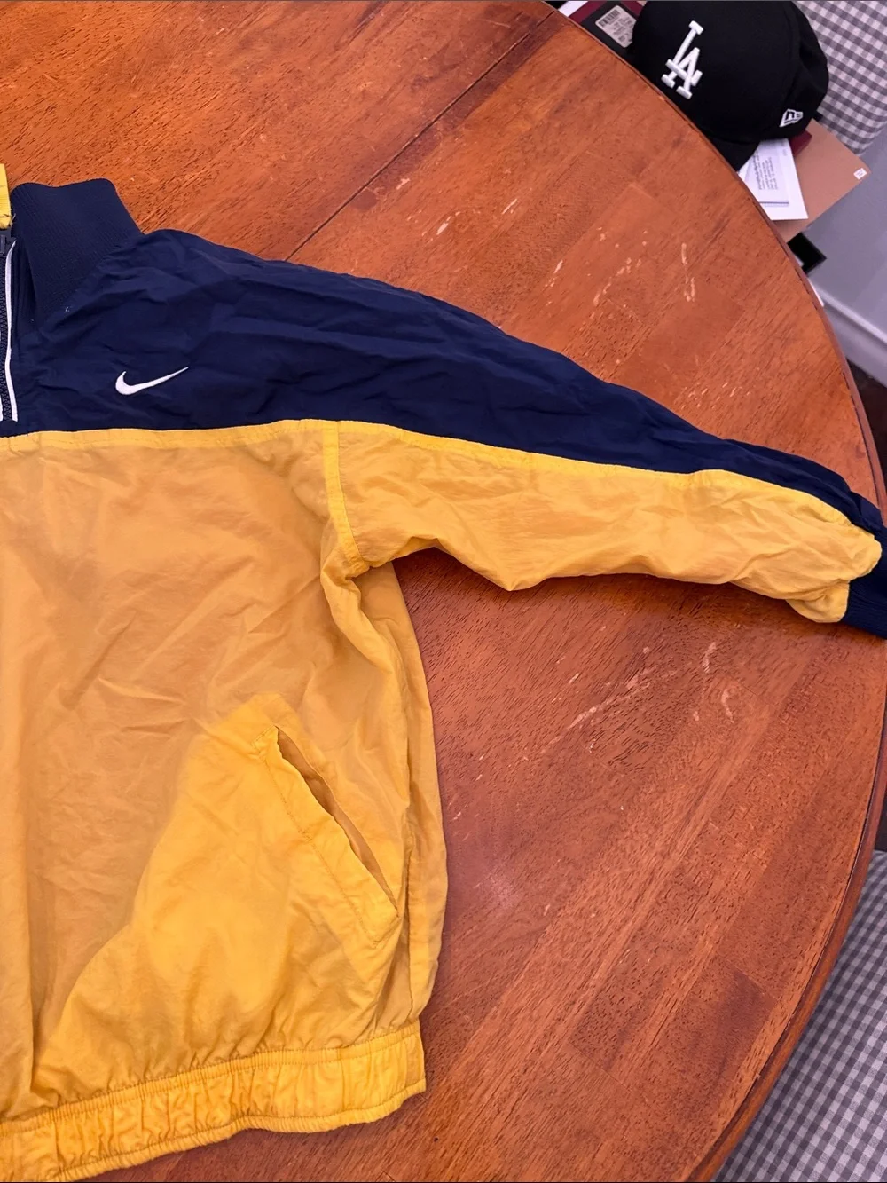 Nike Yellow and Navy, Quarter-Zip Pullover Windbreaker kids M medium reversible